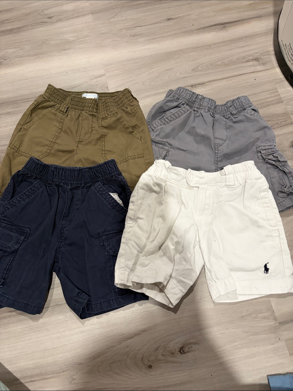 Ralph Lauren Kids Shorts Set in White, Navy, Olive & Gray
